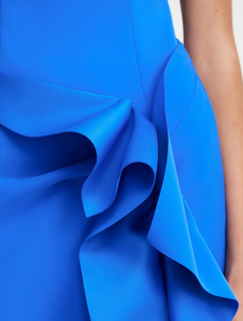 Tuthill Midi Dress - Oxford, highlighting a chic and sophisticated look with a structured bodice and a flowing midi skirt.