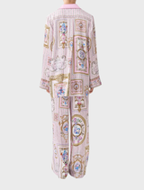 Pink pajamas with floral patterns, featuring a relaxed suit jacket design by Palapast.