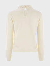 Elegant white macrame lace knit featuring a detailed, openwork design, perfect for crafting or decorative purposes.