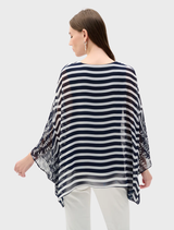 Navy and white striped long-sleeve top with a V-neck, labeled as style 262188.