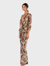 Portishead maxi robe with a vibrant Rage print, combining comfort and style for relaxed occasions.