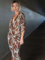  Portishead maxi robe adorned with an eye-catching Rage print, perfect for comfortable and fashionable wear.