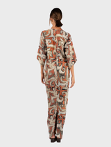 Elegant Portishead robe in maxi length, showcasing a striking Rage print for a unique loungewear option.