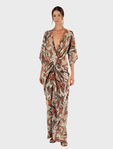Long Portishead robe featuring a bold Rage print design, ideal for stylish loungewear or casual outings.