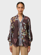 Ember Vines Asher Viscose Faille Shirt, showcasing a delicate floral print on a smooth, breathable fabric.
