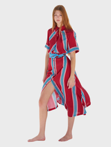 Elegant red Polet dress with a tailored fit, ideal for special events or a chic night out.