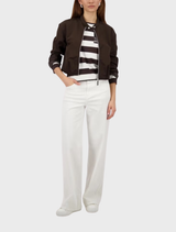 Dark chocolate jersey with R/N stripes, showcasing a modern striped pattern suitable for various outfits.