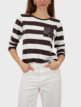 Dark chocolate striped jersey featuring a stylish R/N stripe design, ideal for casual wear or layering.