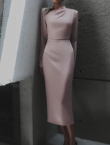 Rosewater Oryx Column Gown, characterized by its elegant design and flattering fit, perfect for special events.