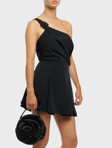 Black Rosita Rosette Frame Bag displayed on a neutral background, showcasing its elegant design and frame closure.