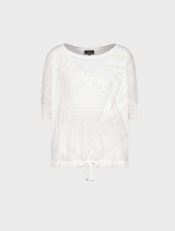 Lightweight cream sweater with a round neckline and ajour design, offering a chic and comfortable fit.