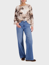 Lightweight blouse with an all-over sand pattern, designed for a casual and stylish look.