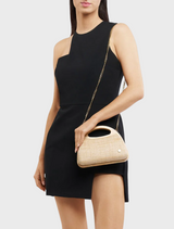 A bamboo bag made from woven natural fabric, emphasizing its eco-conscious craftsmanship.