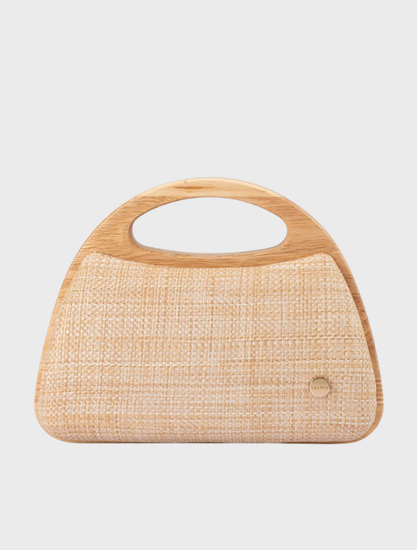A bamboo bag crafted from natural woven fabric, showcasing its eco-friendly design and texture.