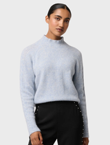 Savanna Alpaca Blend Sweater in Blue Frost, featuring a soft texture and a modern silhouette, presented on a neutral background.