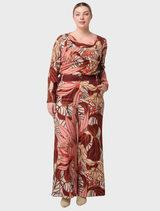 Chic top featuring a cathedral botanic print and gold detailing, crafted from soft cupro viscose stretch material.