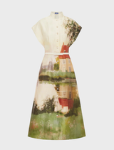 Elegant midi dress by Aubrey, adorned with a serene print, perfect for various occasions and stylish ensembles.