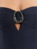 Navy Serenity Maxi Dress featuring a flowing silhouette and elegant design, perfect for formal or casual occasions.