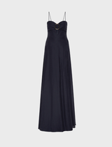 Navy Serenity Maxi Dress featuring a flowing silhouette and elegant design, perfect for formal or casual occasions.