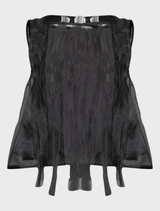 Black sheer silk top with a lightweight, flowing design, perfect for layering or dressing up any outfit.