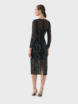 Stylish Simone Shift dress in emerald and black, designed with a flattering fit for versatile wear at any occasion.
