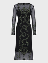 Emerald and black Simone Shift dress, featuring a sleek design and elegant silhouette suitable for various occasions.