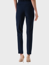 Tailored slim pant in a rich midnight blue, offering a refined silhouette for versatile styling options.
