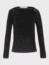 Versatile black Soft Spell Top with a soft finish, perfect for layering or wearing alone for a stylish look.
