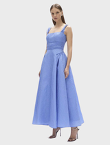Sophisticated blue strap dress from Sophia, showcasing a tailored bodice and a relaxed skirt ideal for various events.