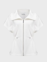 Stylish off-white hip-length jacket, ideal for sporty looks and versatile enough for various occasions.