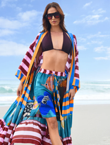  Colorful Step Into Sunshine Shorts featuring a vibrant multifish pattern, perfect for summer outings and casual wear.