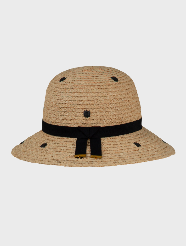 A straw hat adorned with a black ribbon, representing the character Hat Girl from the game.