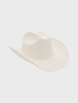 White Addison Racewear fedora hat displayed on a neutral background, showcasing its stylish design and elegant shape.