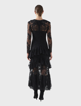 Timeless black Antoinette dress featuring a fitted design and a flowing skirt, suitable for various formal events.