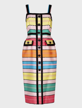 Seams Come True Dress in a cheerful candy stripe pattern, offering a lively and fashionable option for various events.