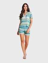 Sushi shorts in blue and green colors, featuring a vibrant design suitable for casual wear.