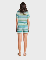 Blue and green sushi-themed shorts, perfect for summer outings and casual events.