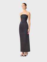 Elliatt's black-and-white asymmetrical gown, ideal for evening occasions, featuring a sleek design that requires minimal jewelry.