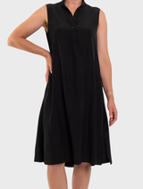 Navy Tab Slide Dress showcasing a modern design, suitable for a range of stylish outings.