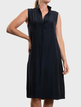Navy Tab Slide Dress showcasing a modern design, suitable for a range of stylish outings.