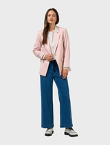 Elegant blush tactical blazer with a modern cut and utility pockets, suitable for both work and casual outings.