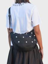 Black Take Me Dome Bag with a sleek design, featuring a rounded shape and sturdy handles for stylish carrying.