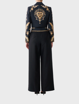 Taurus Rising cropped jacket, combining silk and wool, showcases a slim fit and dramatic tailoring inspired by matador embroidery.
