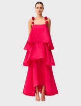 Elegant Thalia Gown in Cersie fabric, featuring a flowing silhouette and intricate detailing for a sophisticated look.