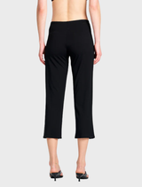 A pair of black 3/4 pants shown, designed for comfort with a versatile look, ideal for both casual and semi-formal wear.
