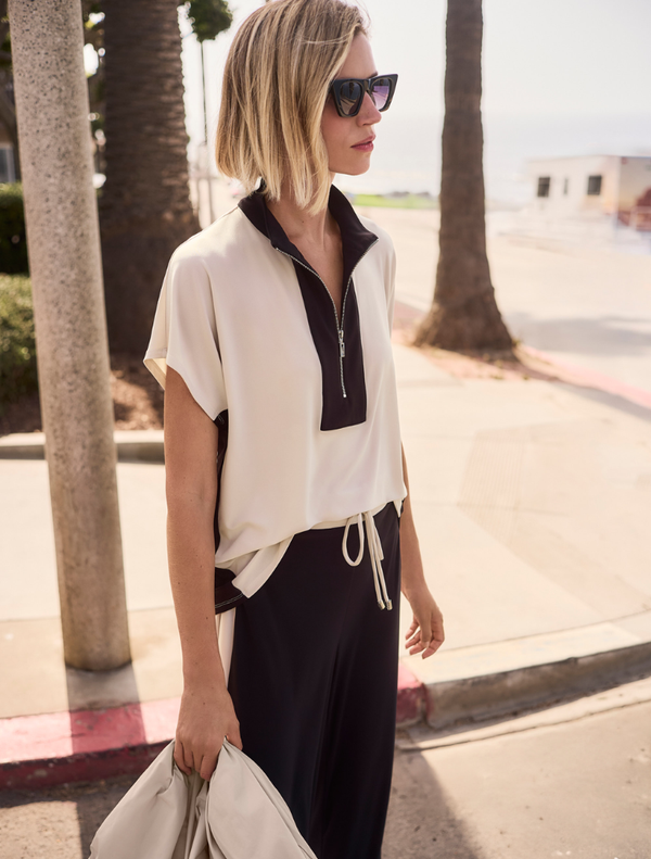 Top featuring a moonstone and black color combination, showcasing a stylish and modern design.