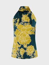 Topaz-Ink Calista Top, showcasing a modern silhouette in deep blue and black hues for a chic look.