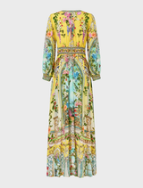 Chic button dress with a contoured waistband, embodying the elegance of the Tales of Topkapi Palace.