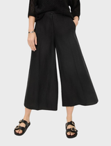 Black wide leg pants made from soft, lightweight fabric, ideal for comfort and style.