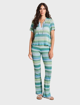 A stylish TulsaTop in blue and green, showcasing a modern design suitable for casual wear.